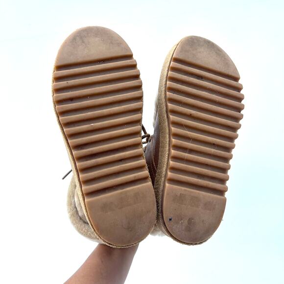 Montelliana 1965 Lambskin Fur Trim Lace-Up Winter Boots Shearling 38 Tan 8 - Picture 2 of 8